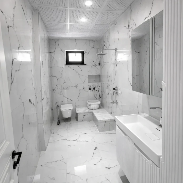 Bursa Nilüfer modern banyo tadilatı seramik kaplama ve kurna uygulaması